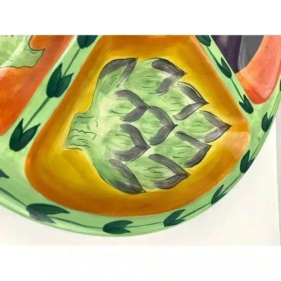 VTG Bright Vegetable Oval Platter 18"X14" Toscano 2001 Hand Painted Clay Art - Picture 3 of 8